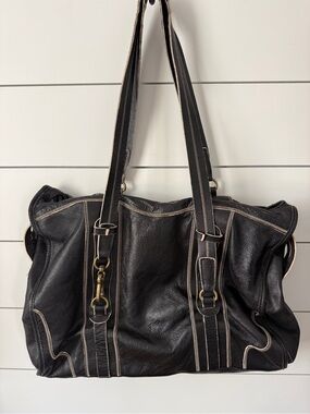 Nicoli Black Italian Leather Shoulder Bag